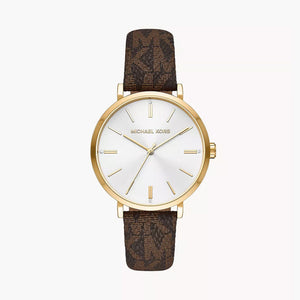 Michael Kors Addyson Three-Hand Silver Dial Brown Leather Strap Watch for Women - MK2945 Authentic Buy Shop Now