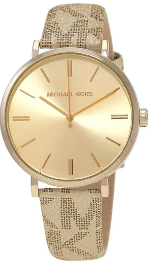 Michael Kors Addyson Quartz Gold Dial Gold Leather Strap Watch for Women - MK2952 Authentic Buy Shop Now