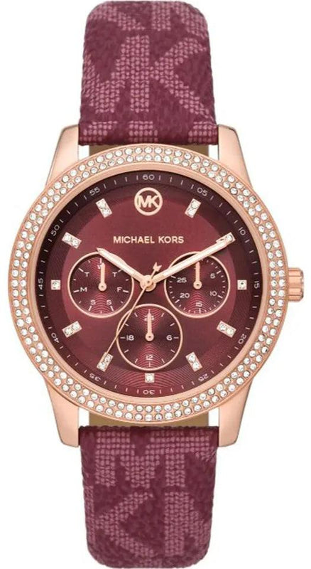 Michael Kors Tibby Multifunction Red Dial Red Leather Strap Watch For Women - MK2967 Authentic Buy Shop Now