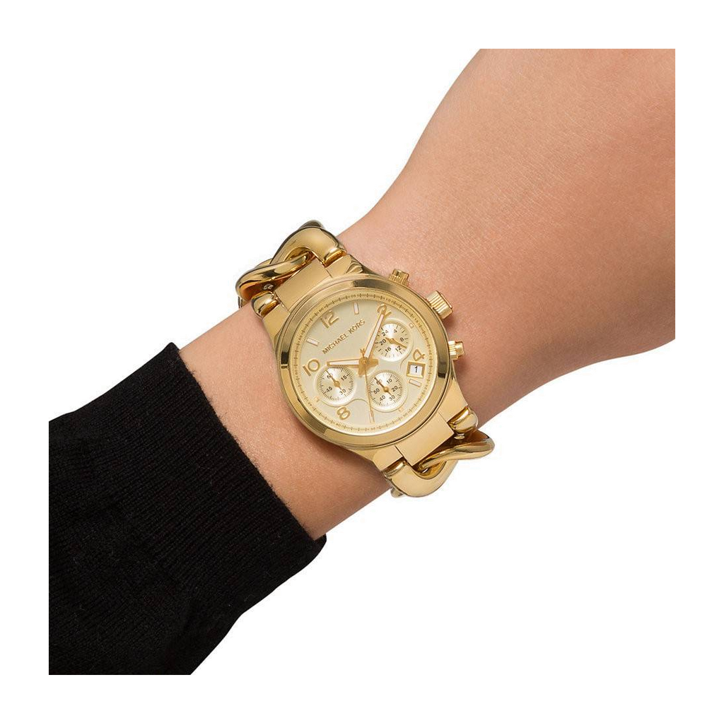 Michael Kors Runway Twist Gold Dial Gold Stainless Steel Strap Watch for Women - MK3131 Authentic Buy Shop Now