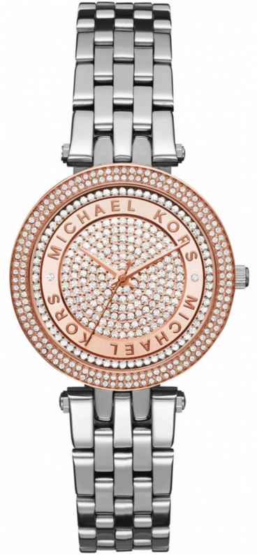 Michael Kors Darci Rose Gold Dial Silver Steel Strap Watch for Women - MK3446 Authentic Buy Shop Now
