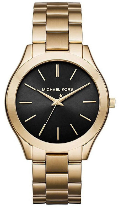 Michael Kors Runway Black Dial Gold Steel Strap Watch for Women - MK3478 Authentic Buy Shop Now