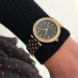Michael Kors Mini Darci Quartz Black Dial Gold Steel Strap Watch For Women - MK3738 Authentic Buy Shop Now