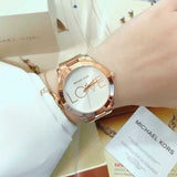 Michael Kors Slim Runway White Dial Rose Gold Steel Strap Watch For Women - MK3804 Authentic Buy Shop Now