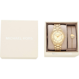 Michael Kors Lauryn Quartz Mother of Pearl Gold Dial Gold Steel Strap Watch For Women - MK4490 Authentic Buy Shop Now