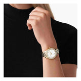 Michael Kors Liliane Mother of Pearl White Dial Gold Steel Strap Watch For Women - MK4555 Authentic Buy Shop Now