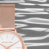 Michael Kors Pyper Quartz Mother of Pearl White Dial Rose Gold Mesh Strap Watch For Women - MK4588 Authentic Buy Shop Now