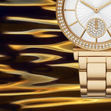 Michael Kors Abbey Three-Hand Analog White Dial Gold Steel Strap Watch for Women - MK4615 Authentic Buy Shop Now