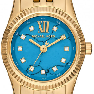 Michael Kors Lexington Three Hand Blue Dial Gold Steel Strap Watch for Women - MK4813 Authentic Buy Shop Now