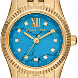 Michael Kors Lexington Three Hand Blue Dial Gold Steel Strap Watch for Women - MK4813 Authentic Buy Shop Now