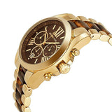 Michael Kors Bradshaw Chronograph Brown Dial Two Tone Steel Strap Watch For Women - MK5696 Authentic Buy Shop Now