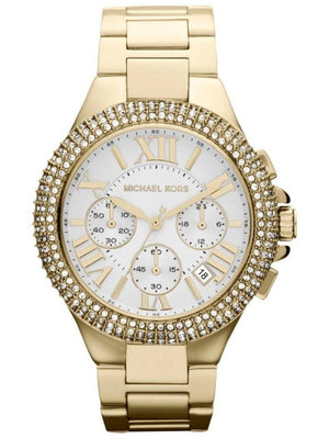 Michael Kors Camille Silver Diamonds Dial Gold Steel Strap Watch for Women - MK5756 Authentic Buy Shop Now