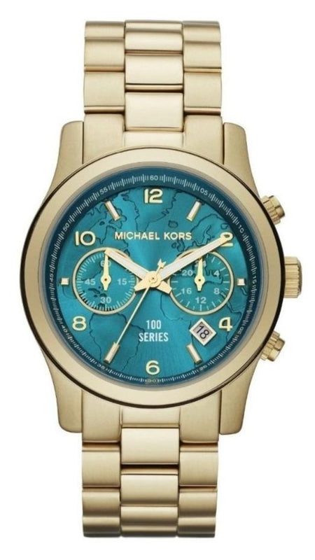 Michael Kors Runway Hunger Stop100 Series Blue Dial Gold Steel Strap Watch for Women - MK5815 Authentic Buy Shop Now