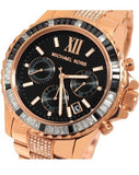 Michael Kors Everest Chronograph Black Dial Rose Gold Steel Strap Watch For Women - MK5875 Authentic Buy Shop Now