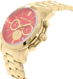 Michael Kors Runway Chronograph Orange Dial Gold Steep Strap Watch For Women - MK6162 Authentic Buy Shop Now