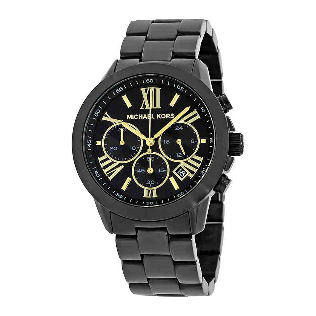 Michael Kors Brecken Chronograph Black Dial Black Steel Strap Watch for Women - MK6302 Authentic Buy Shop Now