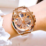 Michael Kors Bradshaw Chronograph Rose Gold Dial Rose Gold Steel Strap Watch For Women - MK6321 Authentic Buy Shop Now