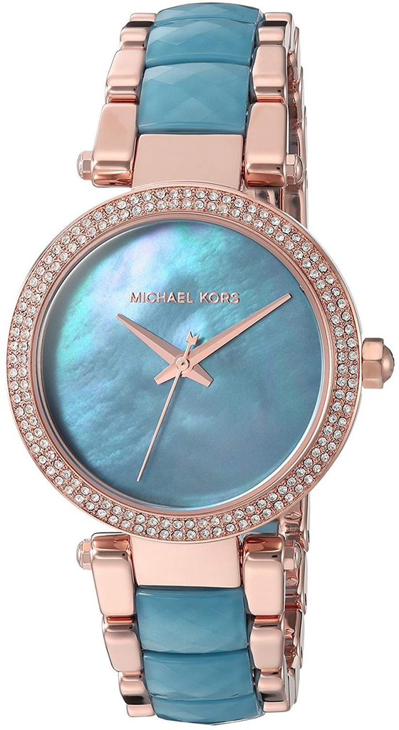 Michael Kors Parker Blue Mother of Pearl Dial Two Tone Steel Strap Watch for Women - MK6491 Authentic Buy Shop Now