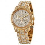 Michael Kors Ritz Three-Hand Glitz Crystals Gold Dial Gold Steel Strap Watch for Women - MK6747 Authentic Buy Shop Now