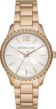 Michael Kors Layton Three Hand Mother of Pearl White Dial Gold Steel Strap Watch For Women - MK6870 Authentic Buy Shop Now