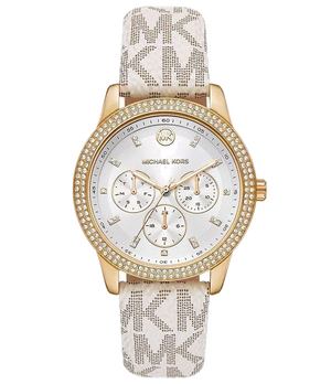 Michael Kors Tibby Multifunction Silver Dial White Leather Strap Watch For Women - MK6967 Authentic Buy Shop Now