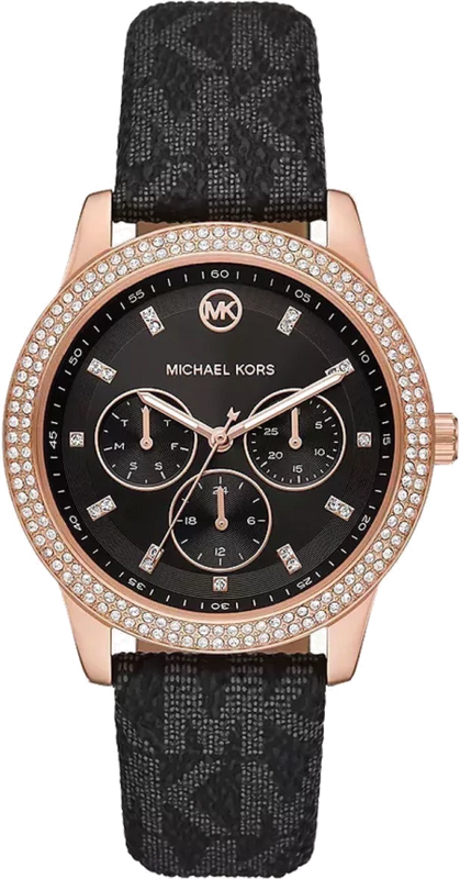 Michael Kors Tibby Multifunction Black Dial Black Leather Strap Watch For Women - MK6968 Authentic Buy Shop Now