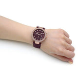 Michael Kors Parker Chronograph Red Dial Red Leather Strap Watch For Women - MK6986 Authentic Buy Shop Now