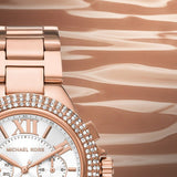 Michael Kors Camille Chronograph White Dial Rose Gold Steel Strap Watch For Women - MK6995 Authentic Buy Shop Now
