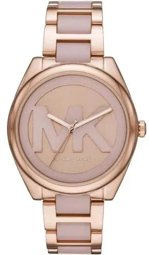 Michael Kors Janelle Three Hand Rose Gold Dial Two Tone Steel Strap Watch For Women - MK7135 Authentic Buy Shop Now