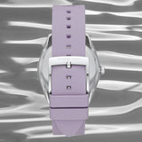 Michael Kors Janelle Three Hand Purple Dial Purple Rubber Strap Watch For Women - MK7143 Authentic Buy Shop Now