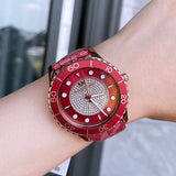 Michael Kors Runway Three-Hand Quartz Red Dial Red Leather Strap Watch For Women - MK7179 Authentic Buy Shop Now