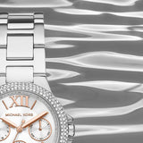 Michael Kors Camille Chronograph White Dial Silver Steel Strap Watch For Women - MK7198 Authentic Buy Shop Now