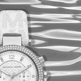 Michael Kors Parker Chronograph White Dial White Leather Strap Watch For Women - MK7226 Authentic Buy Shop Now