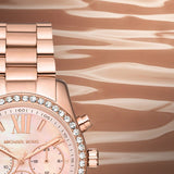Michael Kors Lexington Chronograph Rose Gold Dial Rose Gold Steel Strap Watch for Women - MK7242 Authentic Buy Shop Now