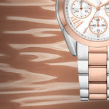 Michael Kors Bradshaw Chronograph White Dial Two Tone Steel Strap Watch For Women - MK7258 Authentic Buy Shop Now