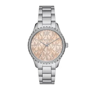 Michael Kors Layton Three Hand Pink Dial Silver Steel Strap Watch For Women - MK7298 Authentic Buy Shop Now