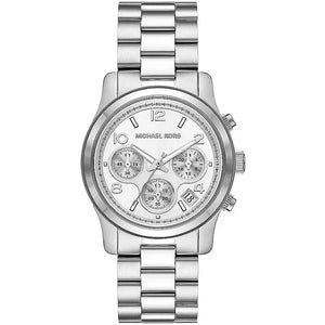 Michael Kors Runway Chronograph Silver Dial Silver Steel Strap Watch For Women - MK7325 Authentic Buy Shop Now