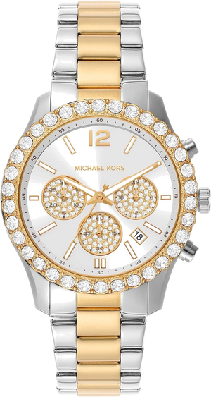 Michael Kors Berkley Chronograph Silver Dial Two Tone Steel Strap Watch For Women - MK7415 Authentic Buy Shop Now