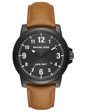 Michael Kors Paxton Analog Black Dial Brown Rubber Strap Watch For Men - MK8502 Authentic Buy Shop Now