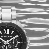 Michael Kors Brecken Chronograph Black Dial Silver Steel Strap Watch For Men - MK8847 Authentic Buy Shop Now