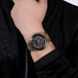 Michael Kors Brecken Chronograph Black Dial Gold Steel Strap Watch For Men - MK8848 Authentic Buy Shop Now