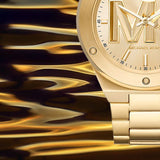 Michael Kors Lennox Three-Hand Quartz Gold Dial Gold Steel Strap Watch For Men - MK8939 Authentic Buy Shop Now