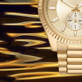 Michael Kors Lexington Quartz Gold Dial Gold Steel Strap Watch For Men - MK8947 Authentic Buy Shop Now