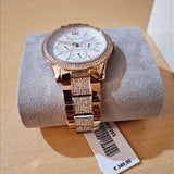 Michael Kors Tibby Chronograph White Dial Rose Gold Steel Strap Watch For Men - MK7293 Authentic Buy Shop Now