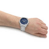 Michael Kors Slim Runway Chronograph Blue Dial Silver Steel Strap Watch For Men - MK8917 Authentic Buy Shop Now