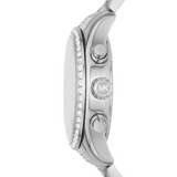 Michael Kors Lexington Chronograph White Dial Silver Steel Strap Watch For Women - MK7243 Authentic Buy Shop Now
