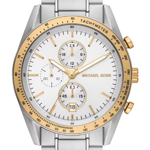 Michael Kors Accelerator Chronograph White Dial Silver Steel Strap Watch For Men - MK9112 Authentic Buy Shop Now