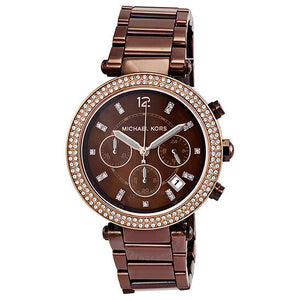 Michael Kors Parker Chronograph Brown Dial Brown Steel Strap Watch For Women - MK5578 Authentic Buy Shop Now
