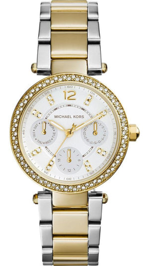 Michael Kors Parker Chronograph Silver Dial Two Tone Steel Strap Watch For Women - MK5687 Authentic Buy Shop Now