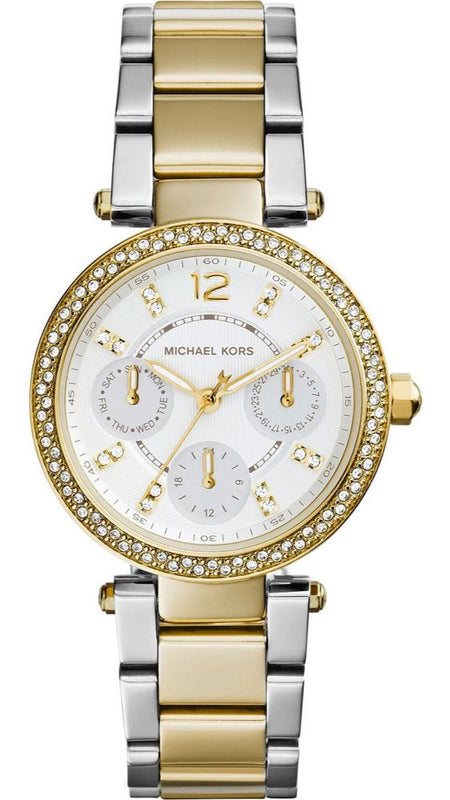 Michael Kors Parker Chronograph Silver Dial Two Tone Steel Strap Watch For Women - MK5687 Authentic Buy Shop Now